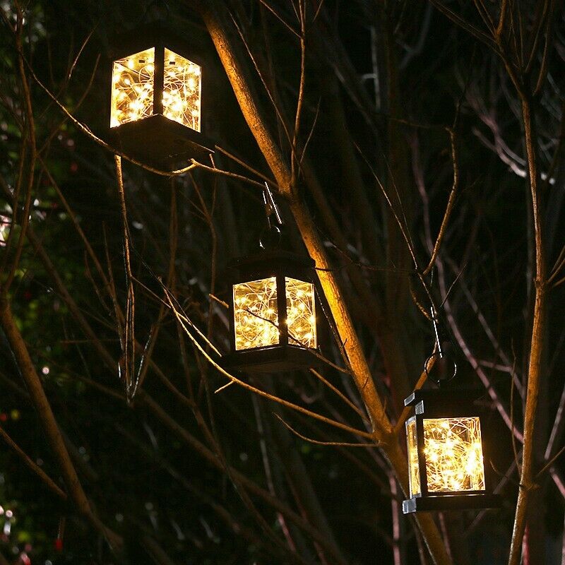 Waterproof LED Solar Powered Hanging Lantern Lights Outdoor Garden Table Lamp GB