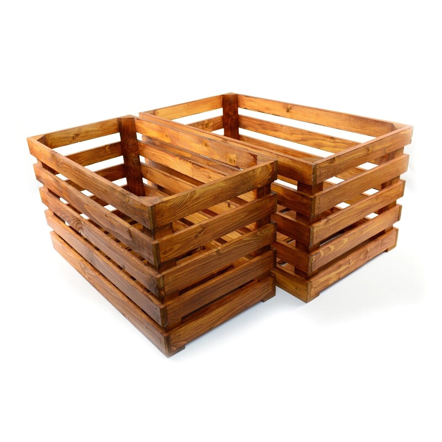 LARGE STRONG VINTAGE WOODEN APPLE BOX STORAGE FRUIT CRATES BOX SHABBY CHIC ..
