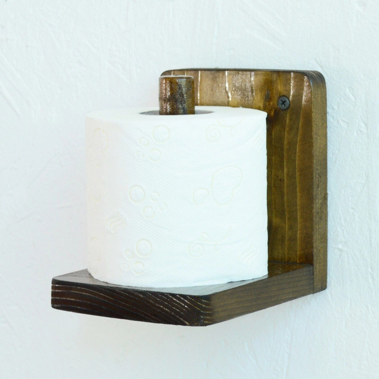 Wooden Toilet Loo Roll Holder Tissue Storage Wall Mounted Unique Accessory