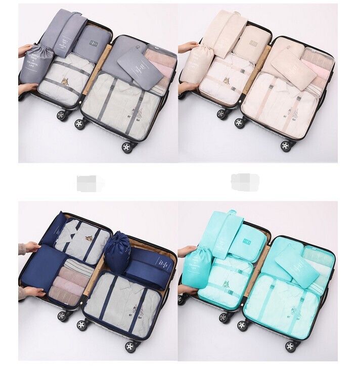 8 Pieces Organiser Set Luggage Suitcase Storage Bags Packing Travel Cubes UK