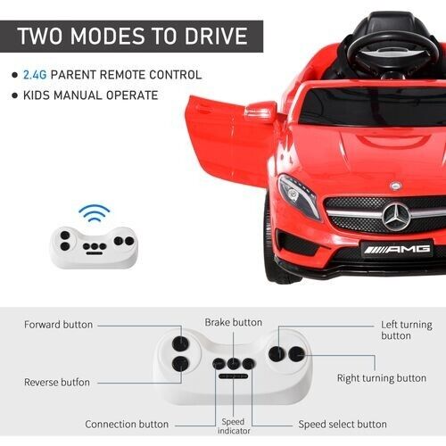 HOMCOM 6V Licensed Mercedes Benz Kids Ride On Car W/ Remote Light Music Red