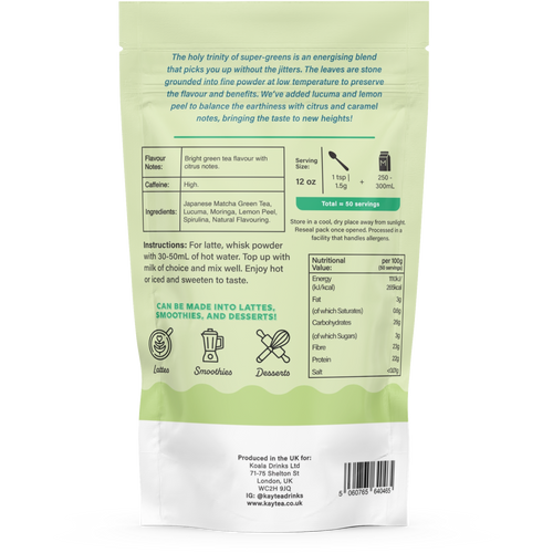 Natural Healthy Range of Powdered Latte Blends Superfood Dairy Free (100g)