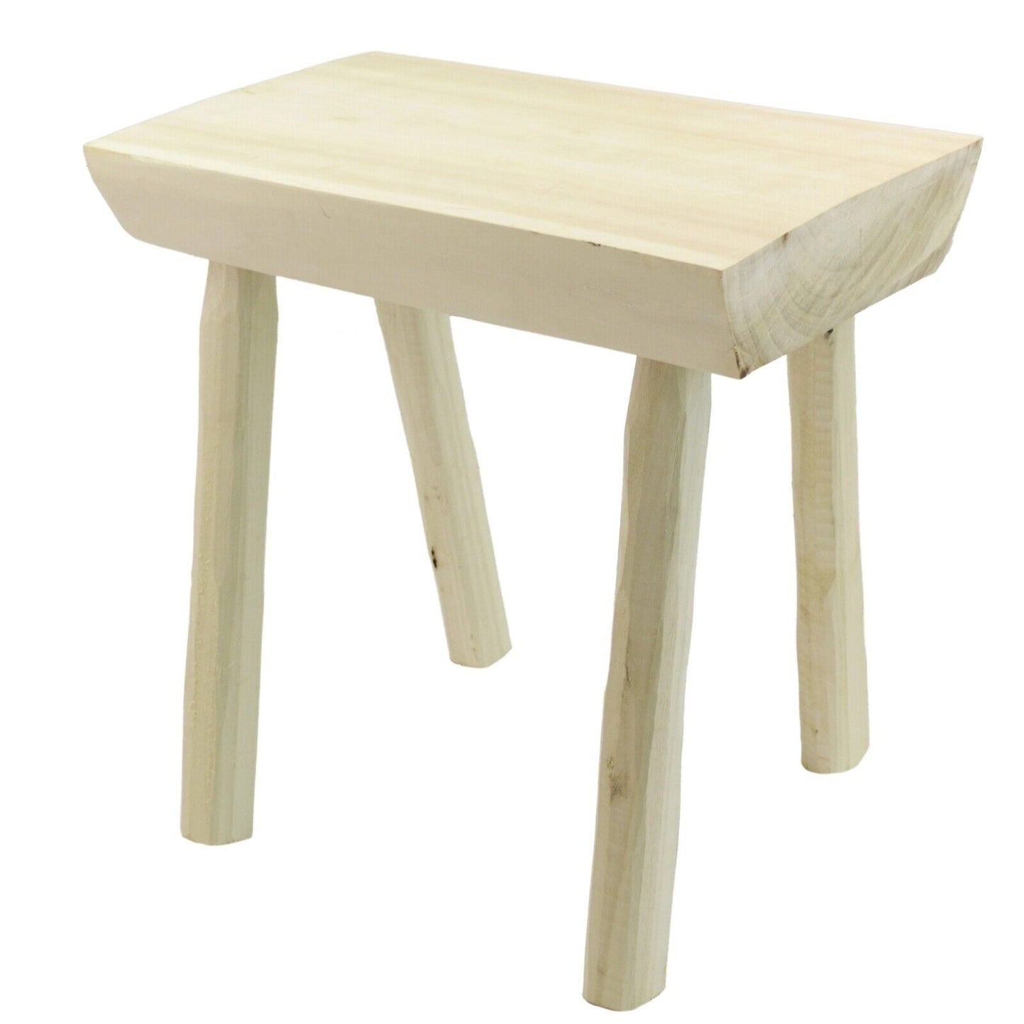 Handmade Wooden Stool Light Brown Traditional Milking Chair Kitchen Rustic Seat