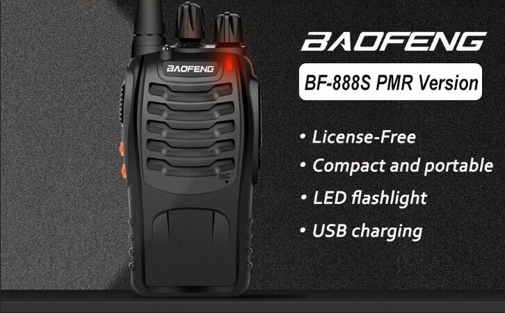2x Baofeng BF-88e PMR446 Walkie Talkie Long Range Two Way Radio + Earpiece