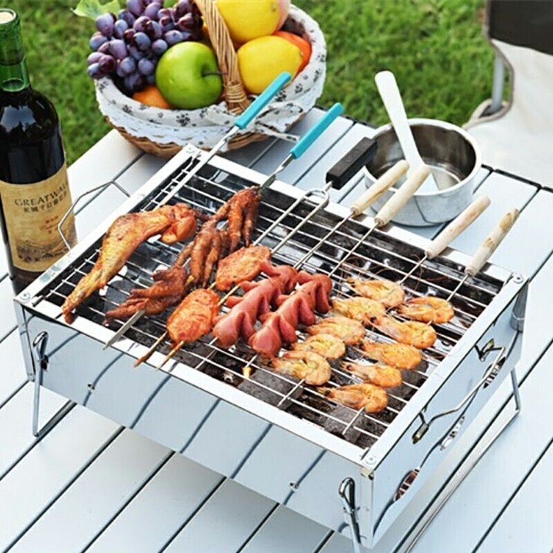 Folding BBQ Charcoal Barbecue Grill Garden Picnic Outdoor Stainless Steel Stove