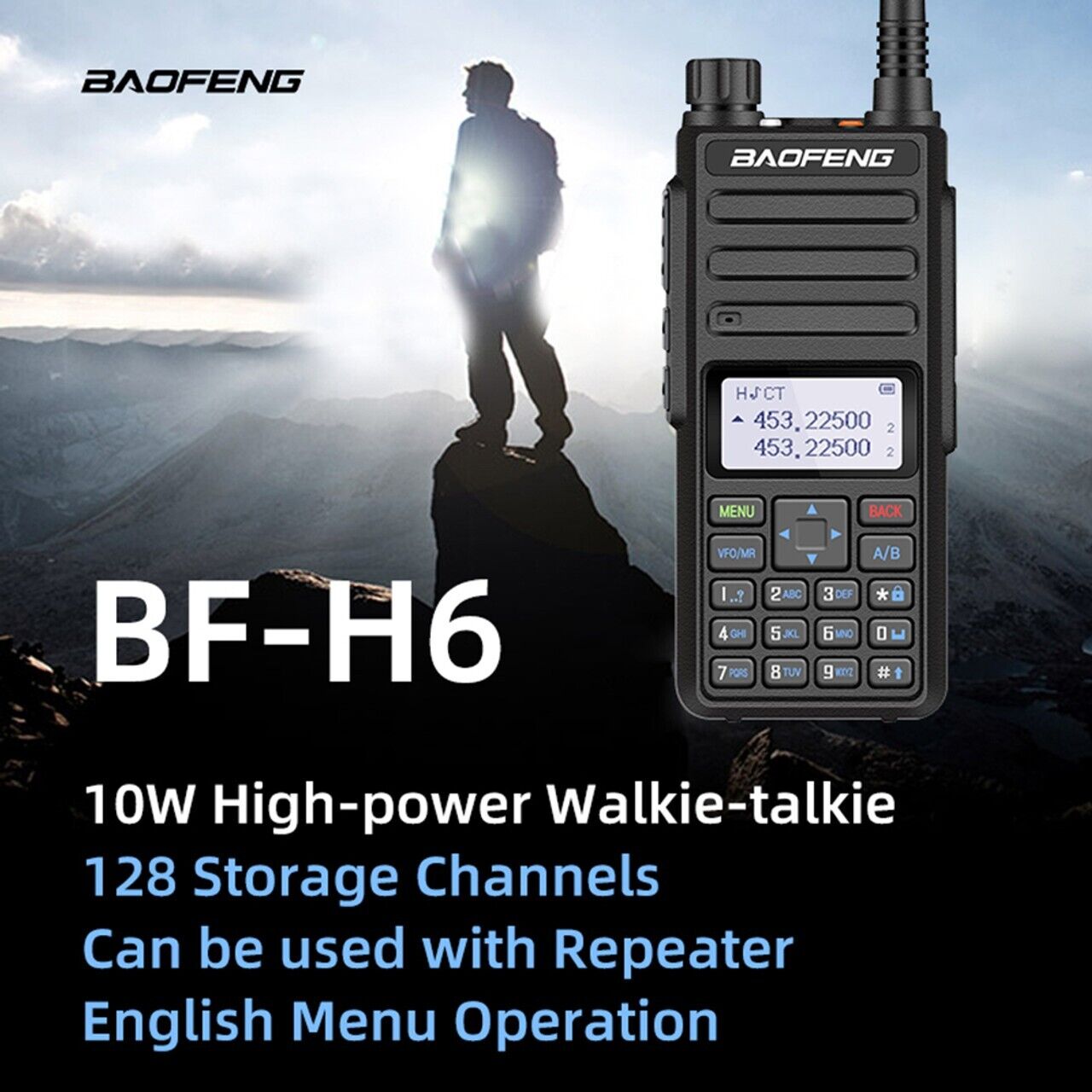 Baofeng BF-H6 10W High Power Walkie Talkie UHF/VHF Long Range Radio + Earpiece
