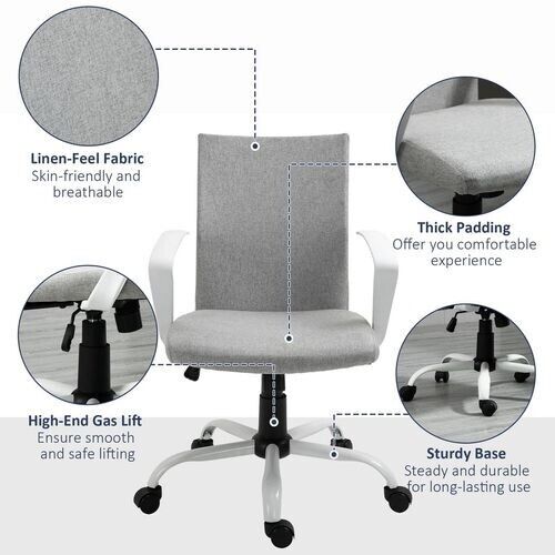 Office Chair Adjustabl Swivel Office Flexible Grey/White PC Computer Desk Chairs