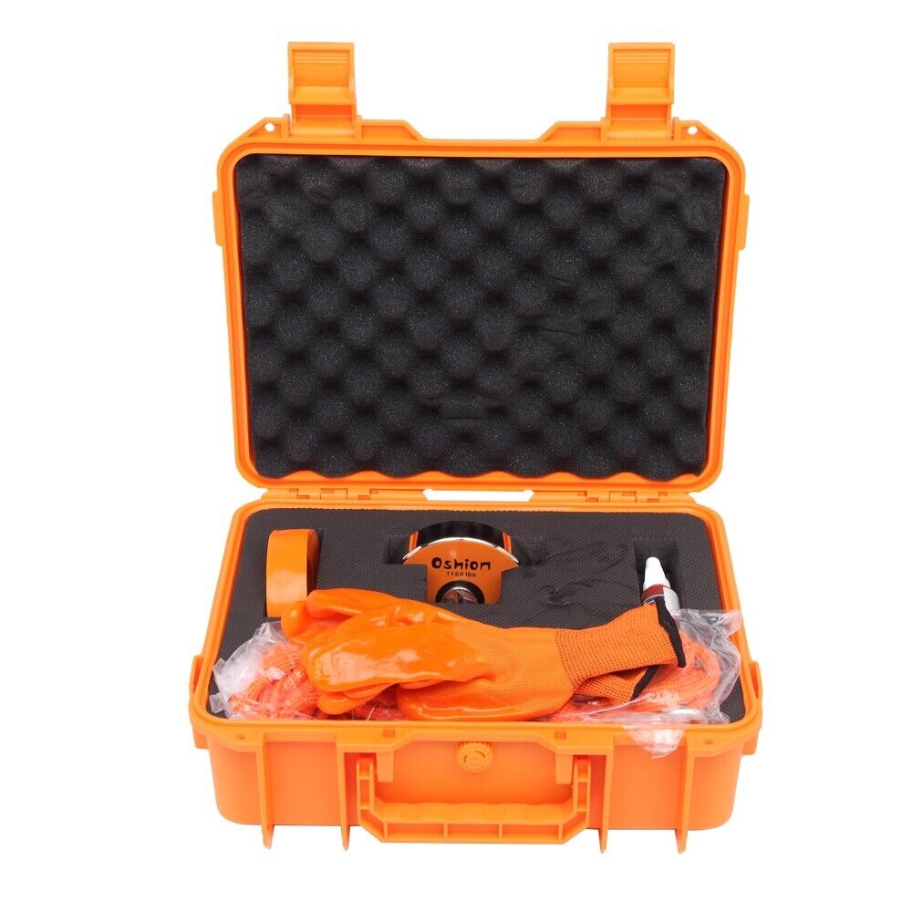 1100LB Fishing Magnet Kit Strong Pull Force Rope Carabiner Gloves Glue & Box