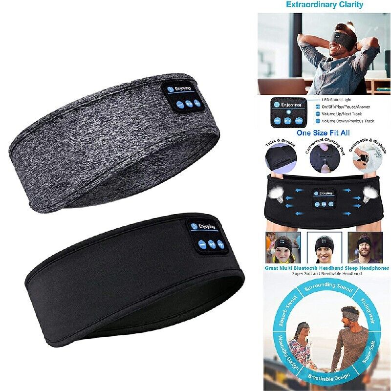 Wireless Bluetooth Headband Sleeping Eye Mask Headphones Headset Music Sports