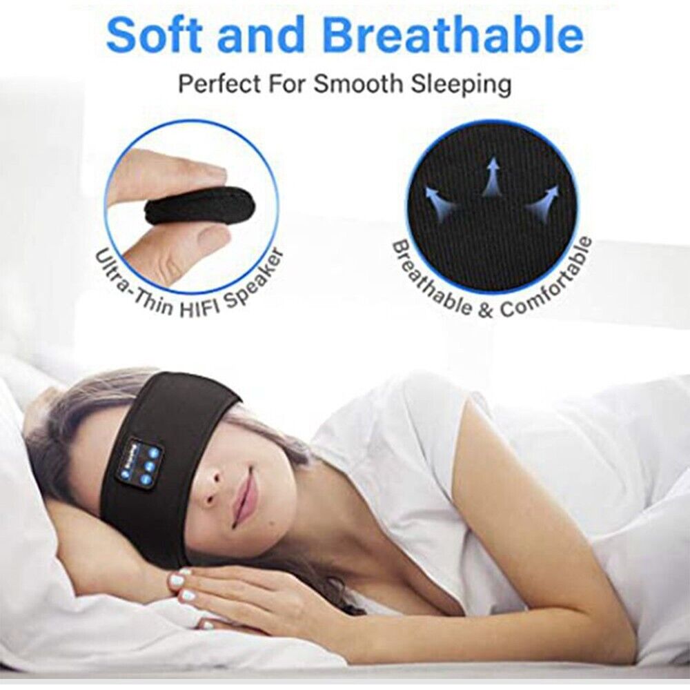 Wireless Bluetooth Headband Sleeping Eye Mask Headphones Headset Music Sports
