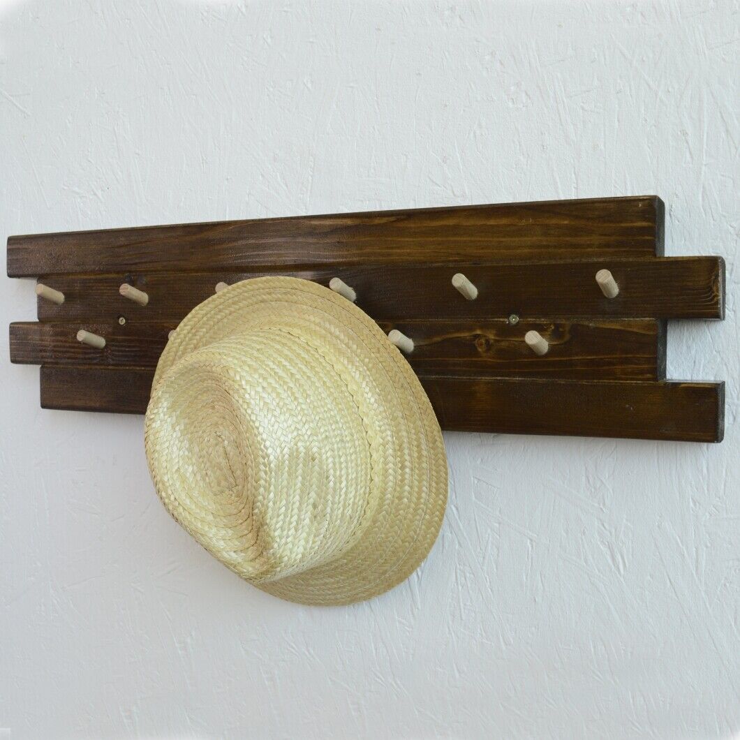 11 Hooks Coat Hat Clothes Robe Holder Rack Hook Wall Hanger Wooden ECO UK