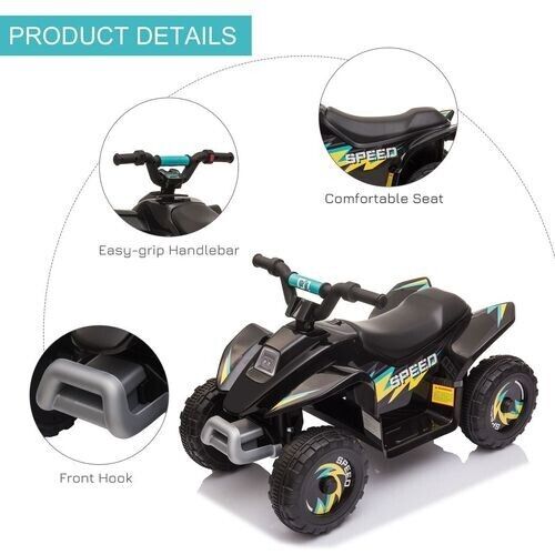 HOMCOM 6V Kids Electric Ride on Car Toddler Quad Bike With Big Wheels Black