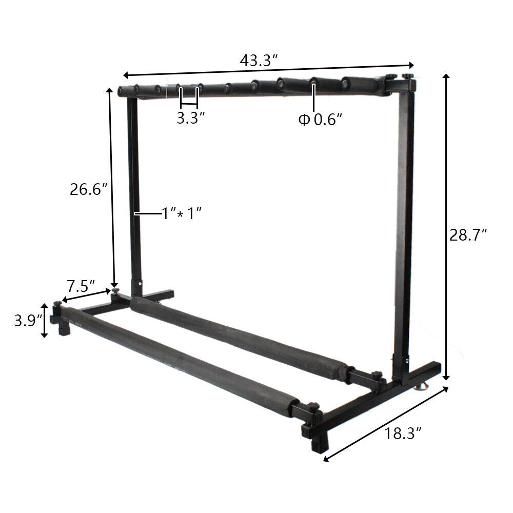 Black Folding Multi Guitar Rack Stand Padded Electric Acoustic Bass Holder New