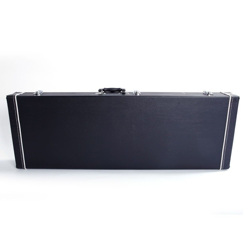Glarry Microgroove Leather Electric Guitar Hardshell Case Black Square Lockable