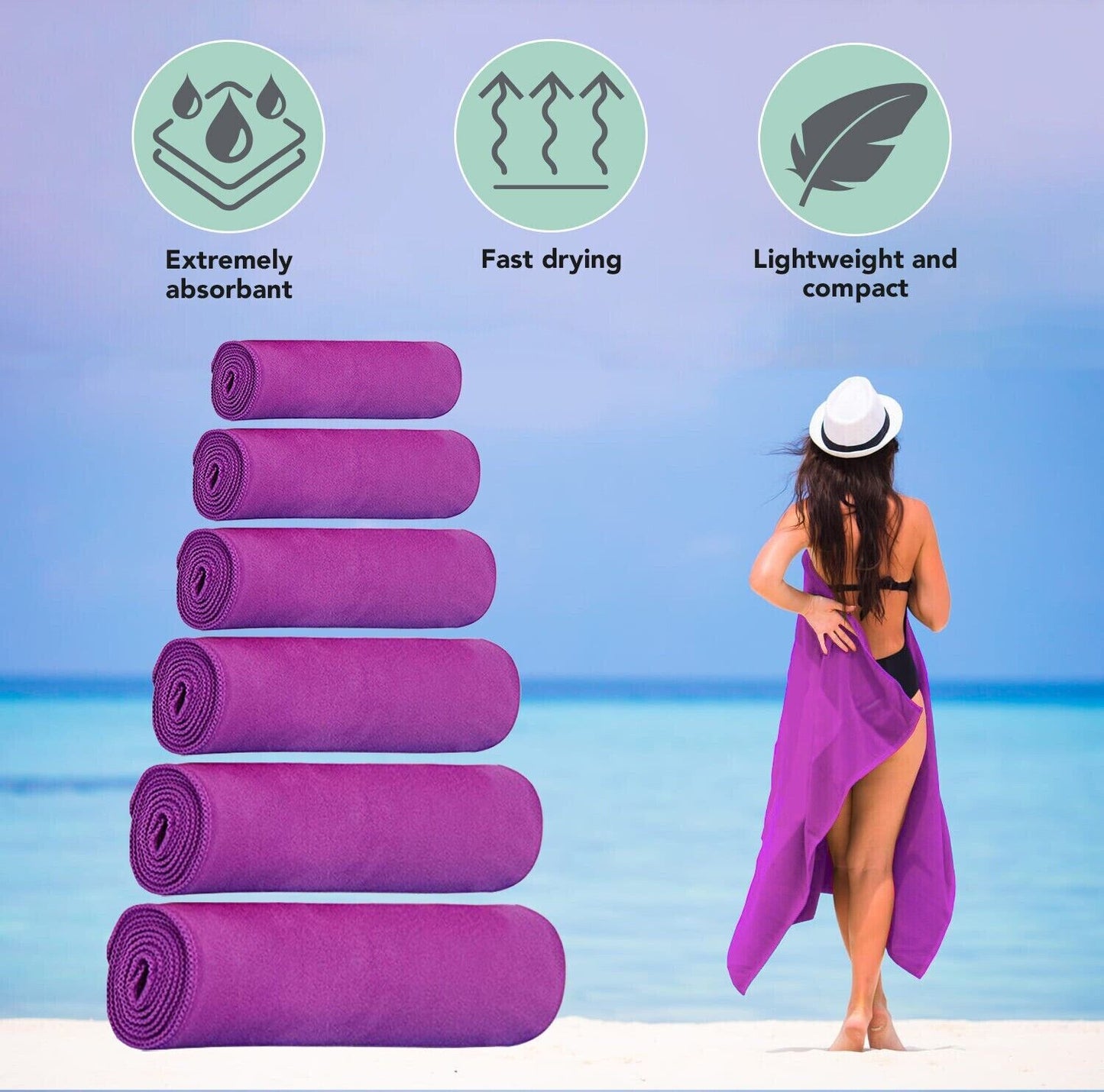 Microfiber Towel Sport Bath Gym Quick Drying Travel Swimming Camping Beach Towel