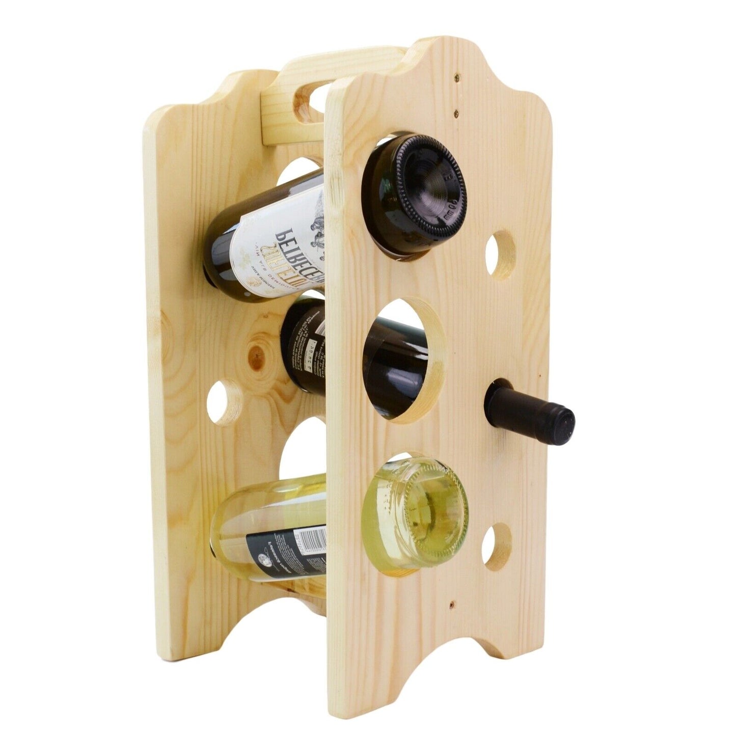 Unique Tilted Freestanding Upcycled Wooden Wine Rack Handmade Natural Wood