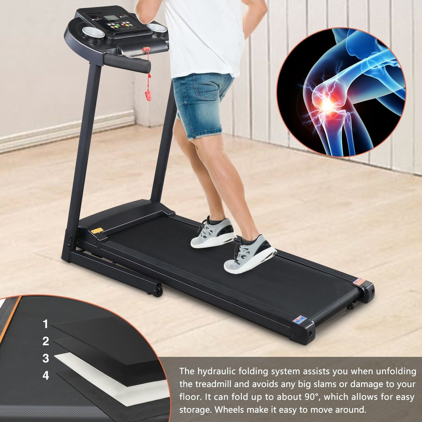 Treadmill Running Adjustable Electric Bluetooth Speakers Folding Machine