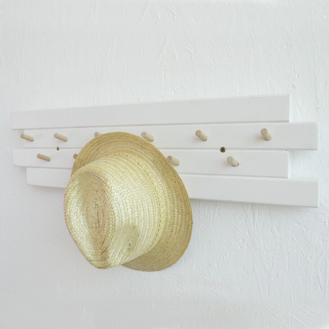 11 Hooks Coat Hat Clothes Robe Holder Rack Hook Wall Hanger Wooden ECO UK