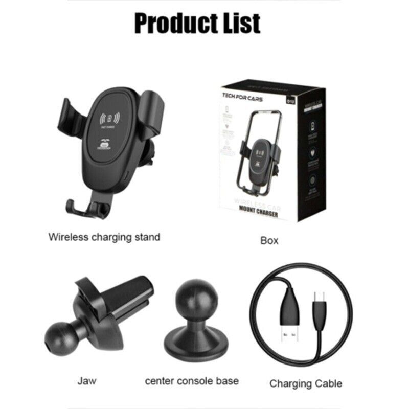 Wireless Charger Qi Fast Car Charging Holder Vent Mount For iphone Samsung etc