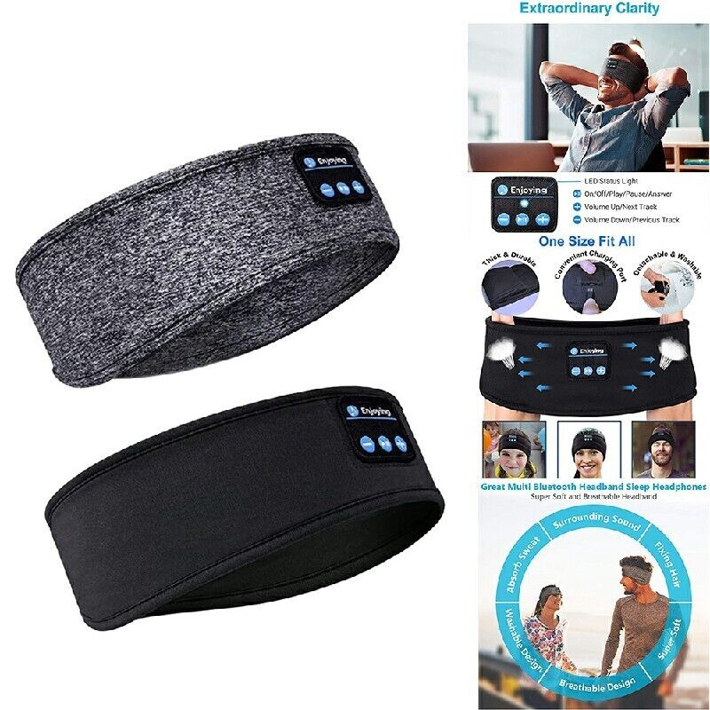 Wireless Bluetooth Headband Sleeping Eye Mask Headphones Headset Music Sports