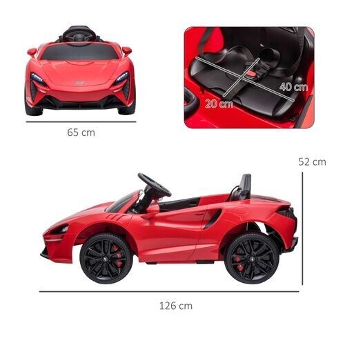 McLaren Licensed 12V Kids Electric Ride-On Car w/ Remote Control, Music - Red