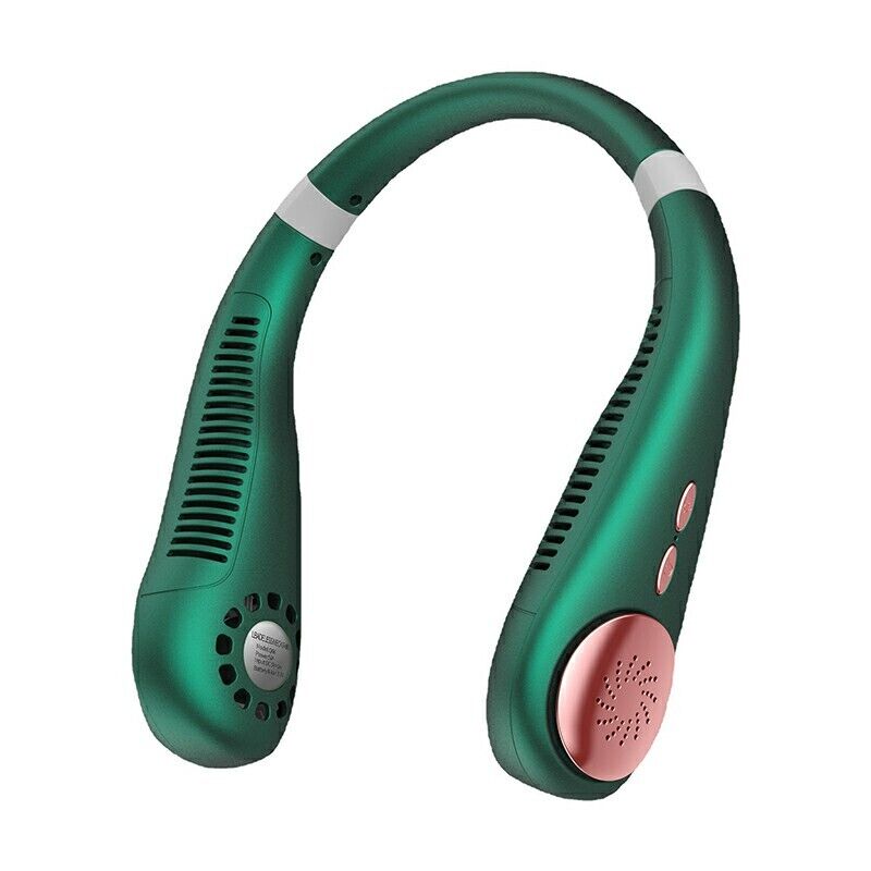 Portable Mini Neck Fan Hanging USB Rechargeable Air Cooler Leafless Fan 2400mah