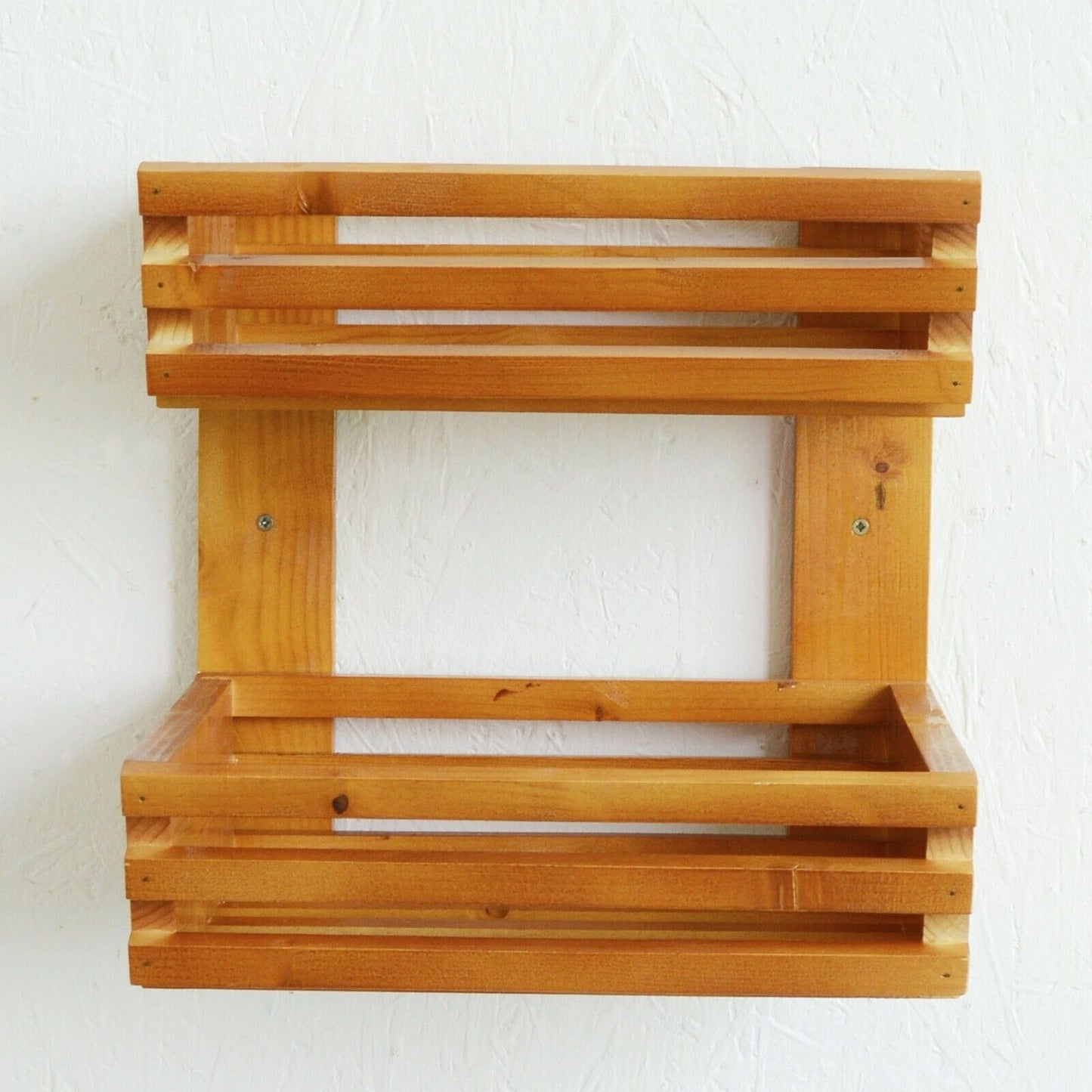2 Tier Fruit Basket Handmade Natural Wood Holder Rack Vegetable Storage Stand