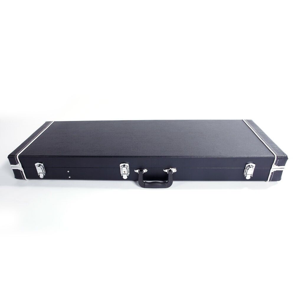 Glarry Microgroove Leather Electric Guitar Hardshell Case Black Square Lockable