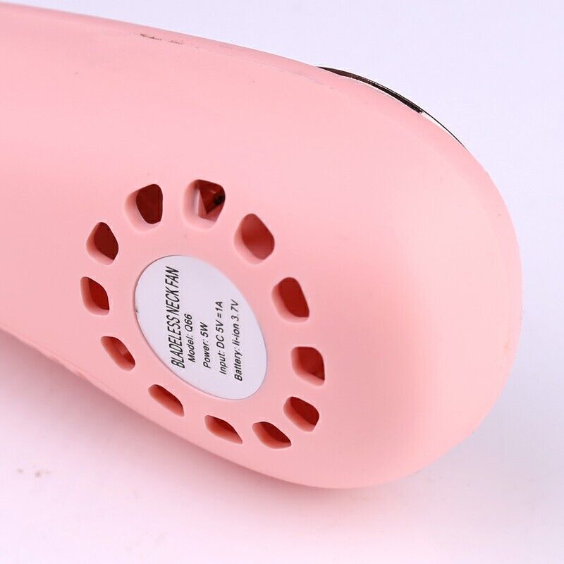 Portable Mini Neck Fan Hanging USB Rechargeable Air Cooler Leafless Fan 2400mah