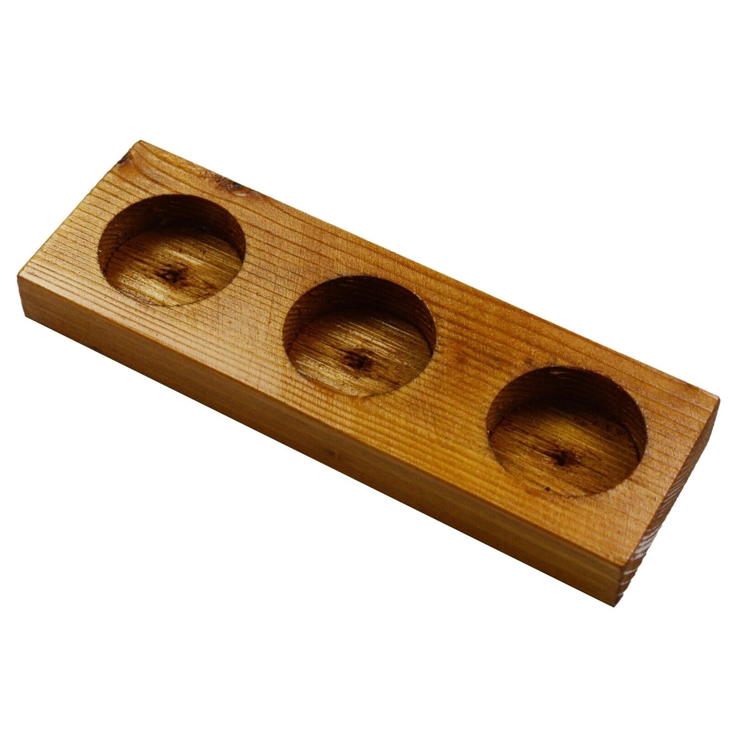Candle Holder Holds 3 Wooden Tray, Tealight Vintage Candlestick Handmade UK