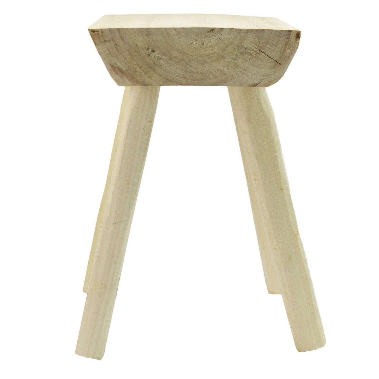 Handmade Wooden Stool Light Brown Traditional Milking Chair Kitchen Rustic Seat