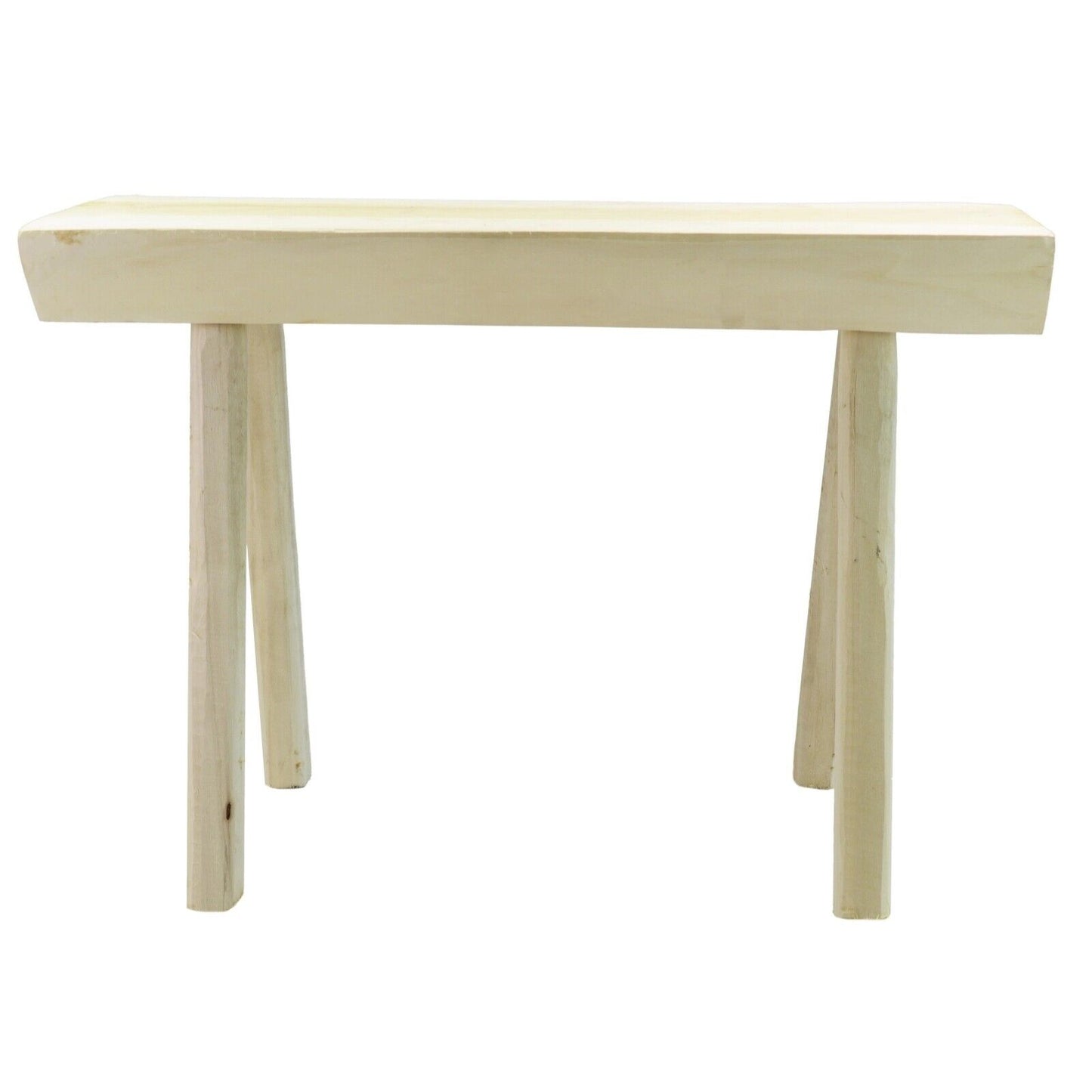 Handmade Wooden Stool Light Brown Traditional Milking Chair Kitchen Rustic Seat