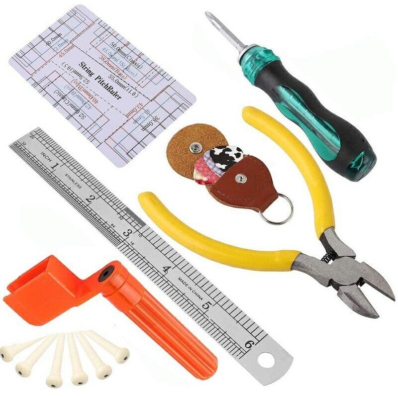 26Pcs Guitar Care Cleaning Repair Tool Kit Wire Plier Ruler Organizer Protector