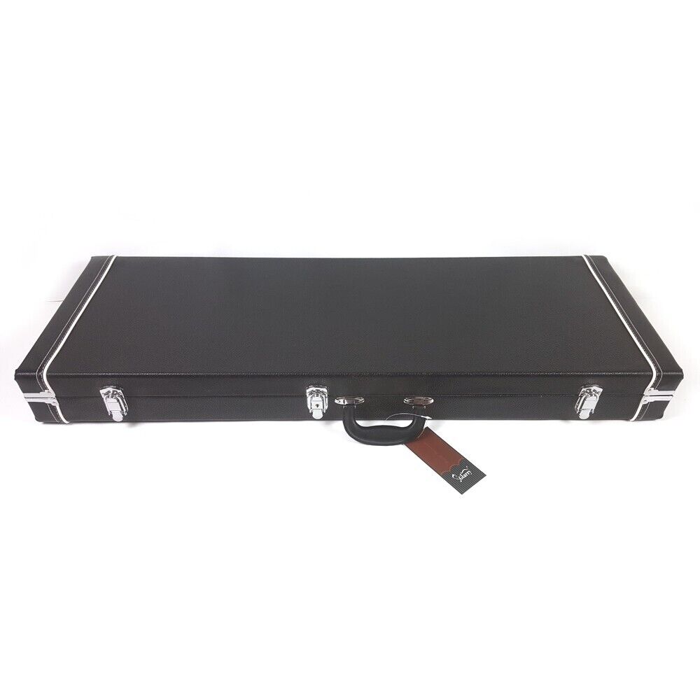Glarry Microgroove Leather Electric Guitar Hardshell Case Black Square Lockable