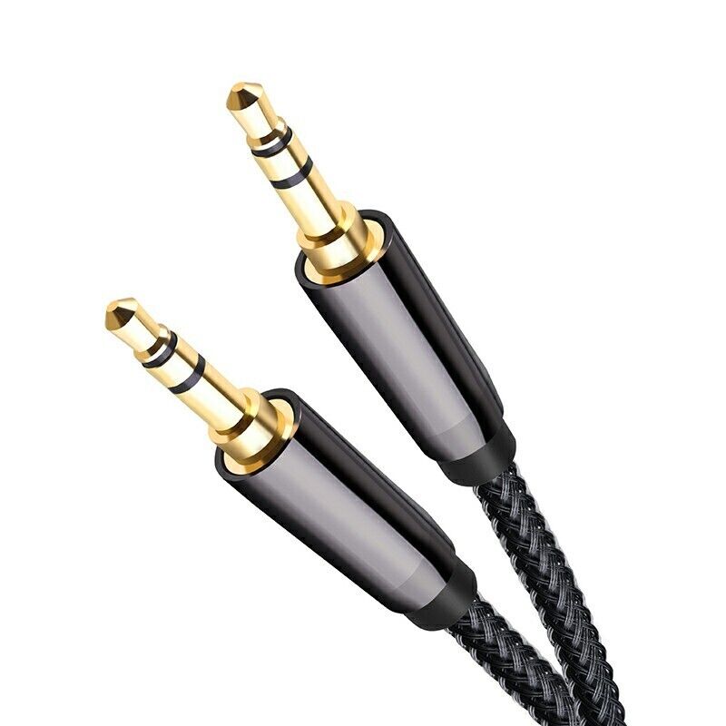 Audio AUX Cable Braided 35mm Jack Wire Stereo for iPhone iPod Headphone CAR UK