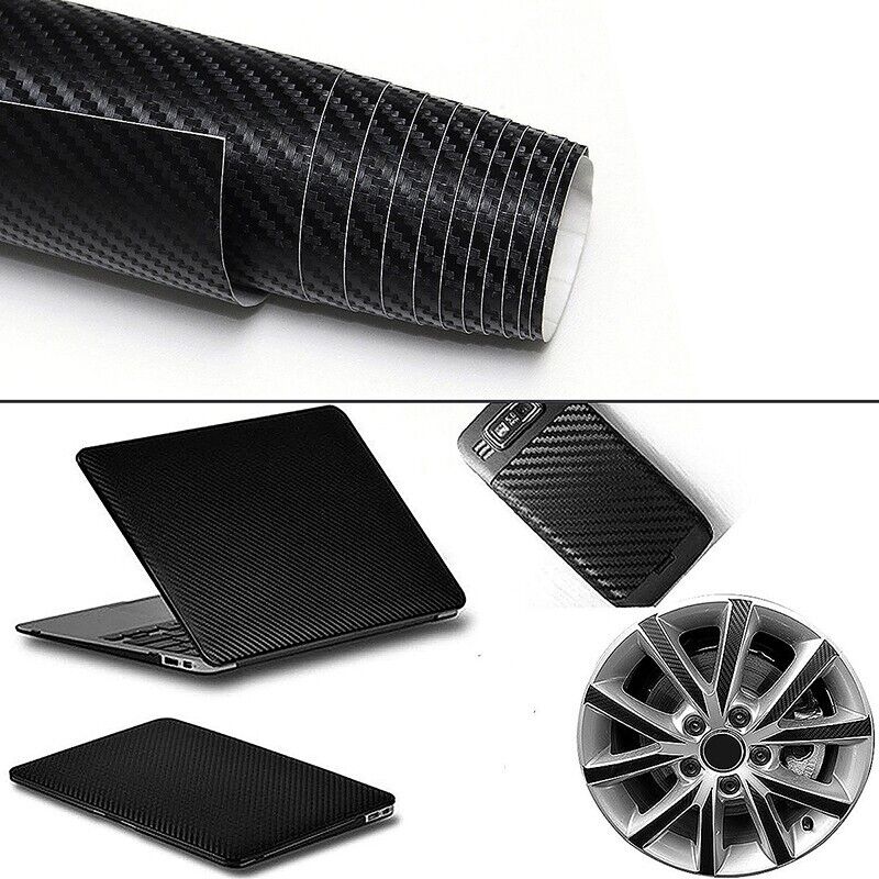 30x152cm PVC 5D Carbon Fiber Vinyl Foil Film Car Wrap Roll Sticker Decal Black