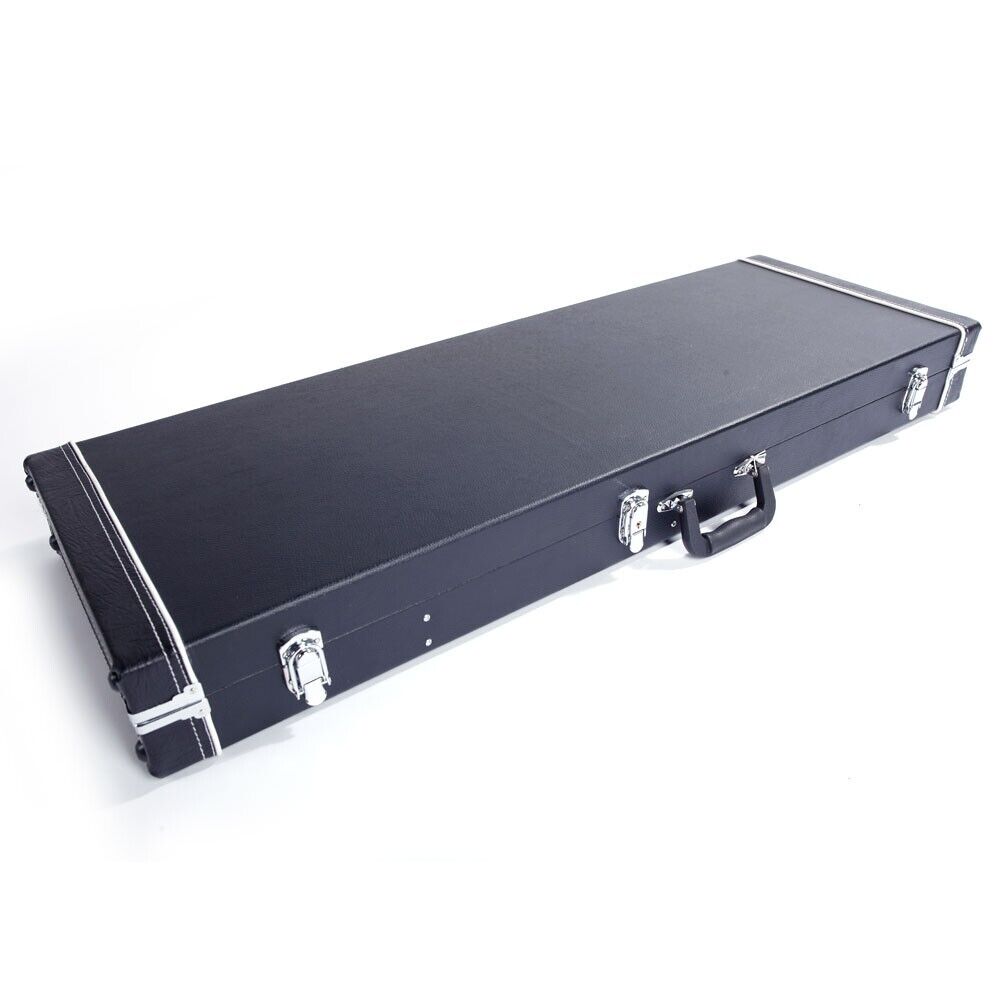 Glarry Microgroove Leather Electric Guitar Hardshell Case Black Square Lockable