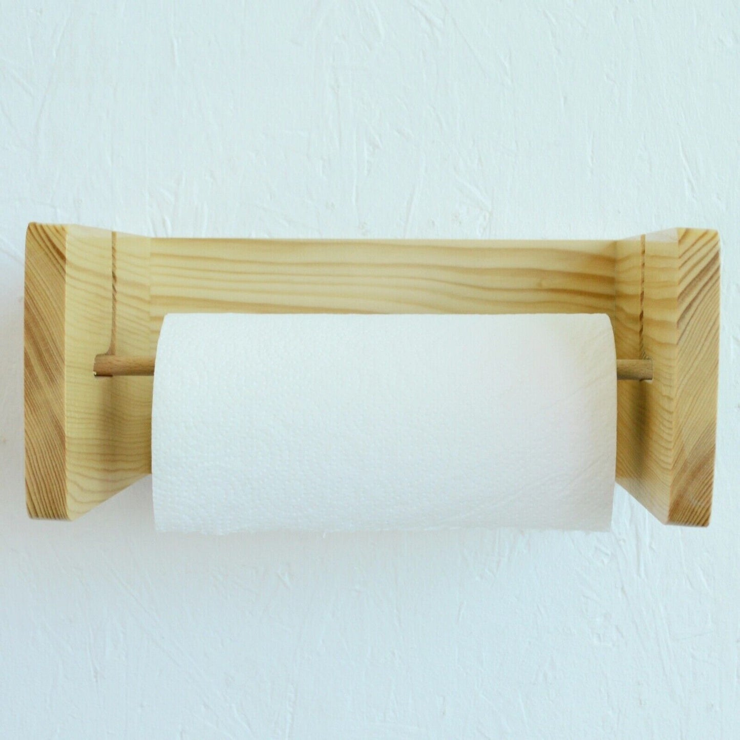 Kitchen Roll Holder Pine Wooden Wall Mounted Paper Roll Towel Dispenser Rustic
