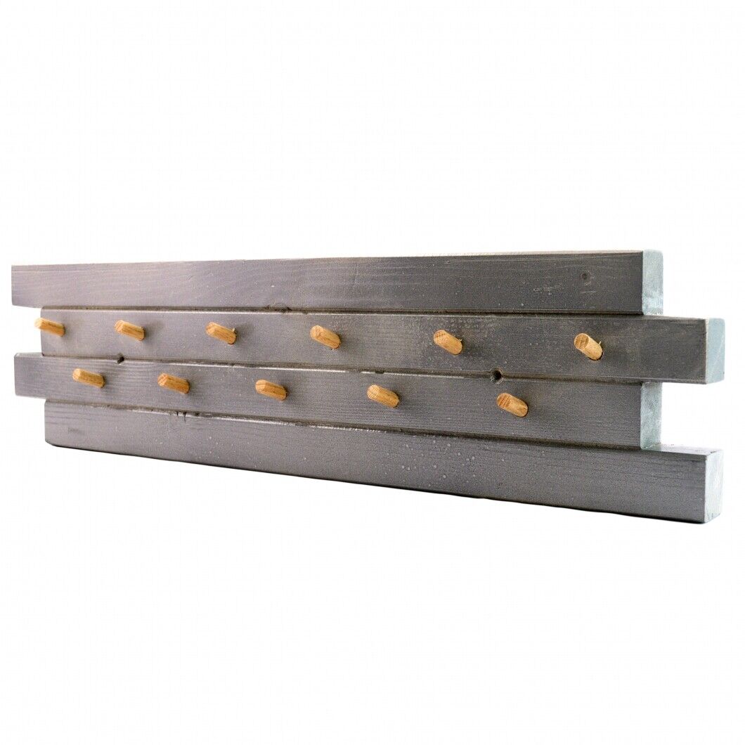 11 Hooks Coat Hat Clothes Robe Holder Rack Hook Wall Hanger Wooden ECO UK