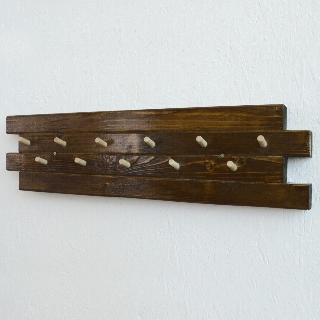 11 Hooks Coat Hat Clothes Robe Holder Rack Hook Wall Hanger Wooden ECO UK