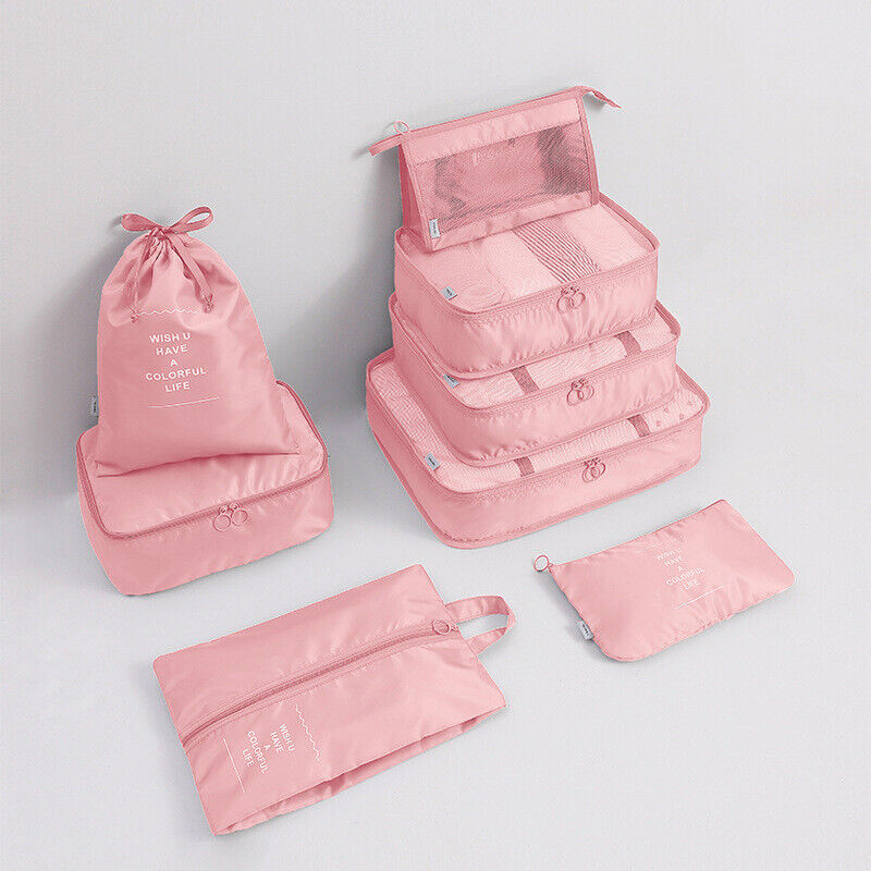 8 Pieces Organiser Set Luggage Suitcase Storage Bags Packing Travel Cubes UK