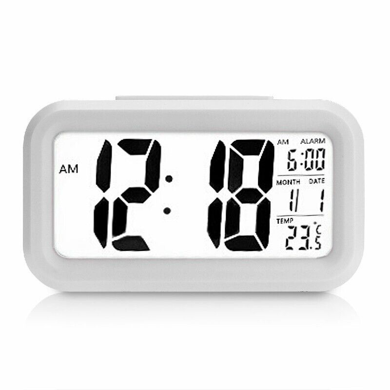 5.3 Inch Smart Simple Silent LED Digital Alarm Clock w/ Date Temp Display -Black
