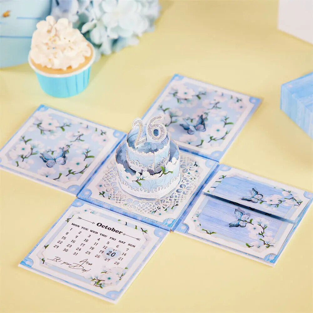 Personalized Birthday Exploding Surprise Box Card Custom Cherry Blossoms 3D Pop