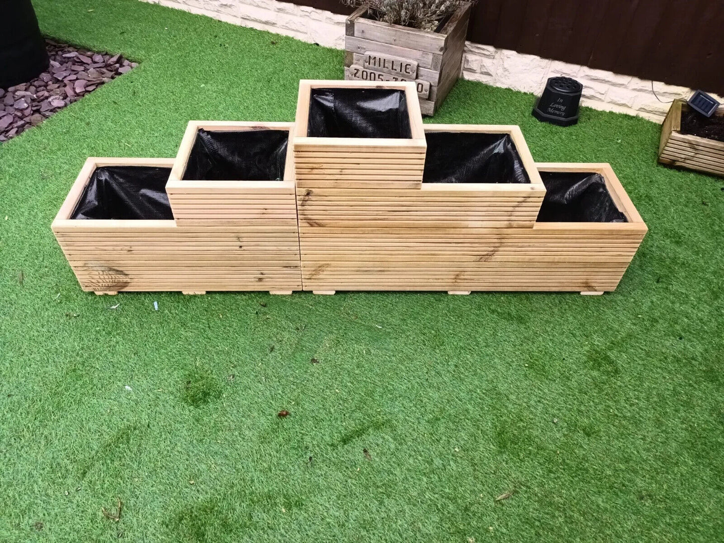 Large Planter Outdoor Garden Corner Tiered Wooden Trough Plant Flower Herb