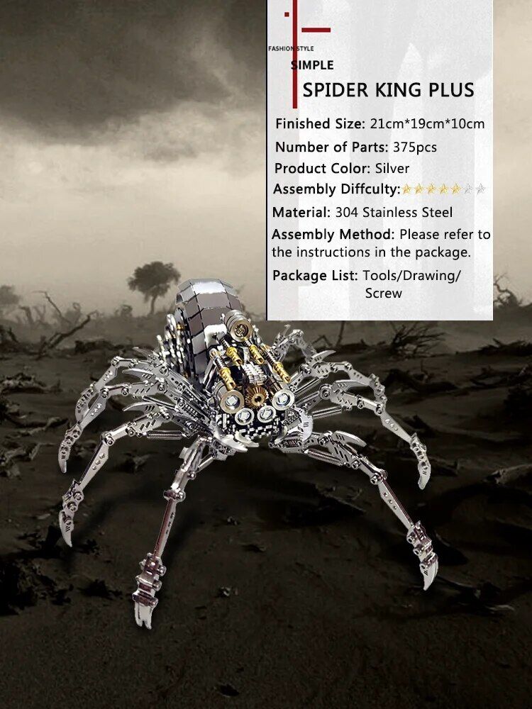 3D Metal Model Kits Spider Light Up Adult Punk Steampunk Mechanical Building Kit