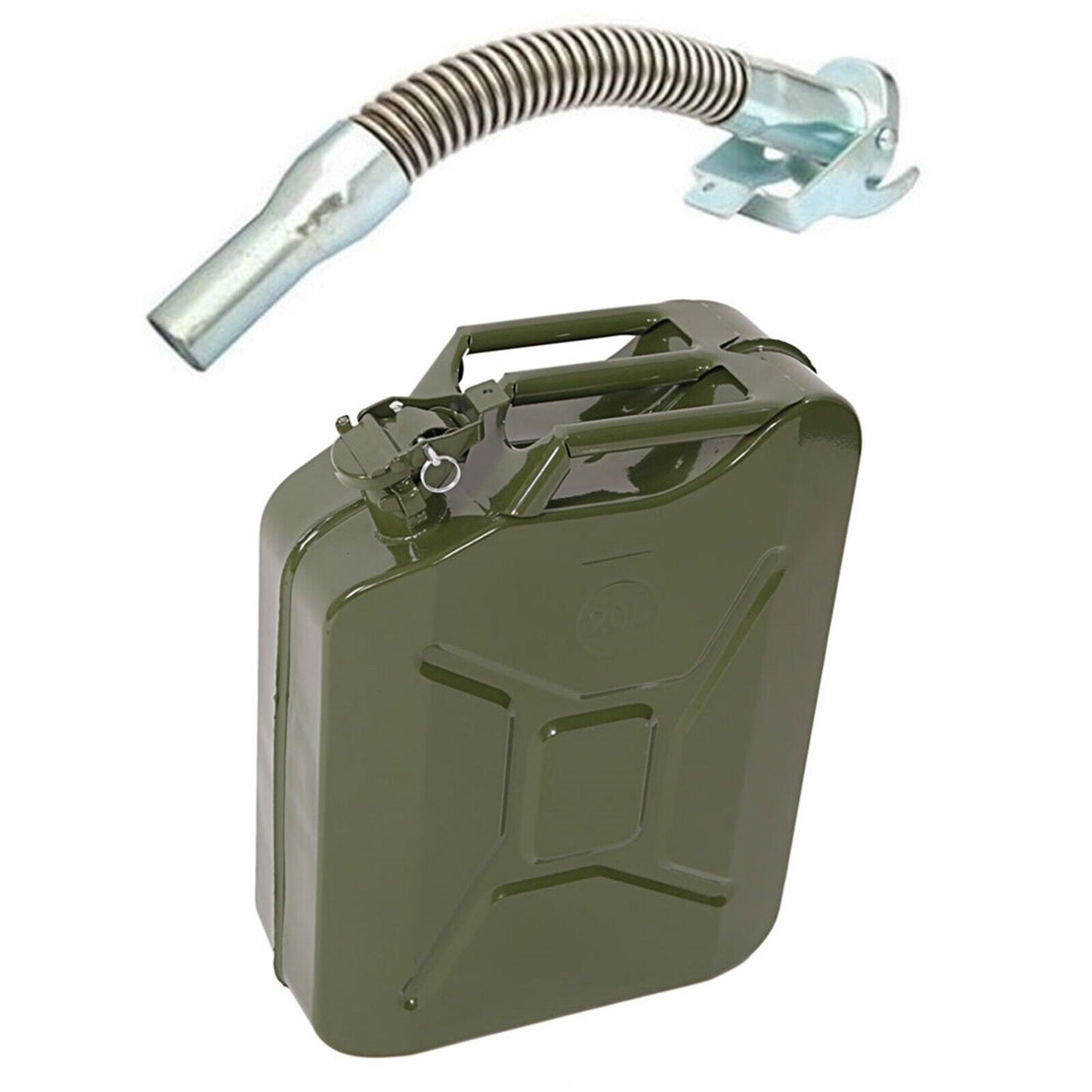 20L Metal Jerry Can Green Car Storage Fuel Petrol Diesel Container & Flexi Spout