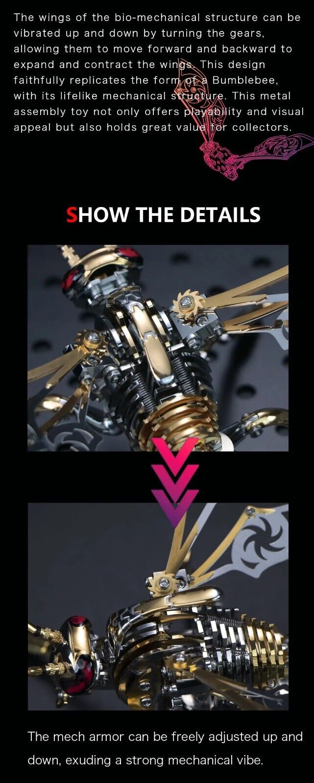 3D Metal Model Kits Wasp Moving Parts Adult Steampunk Mechanical Building Kit