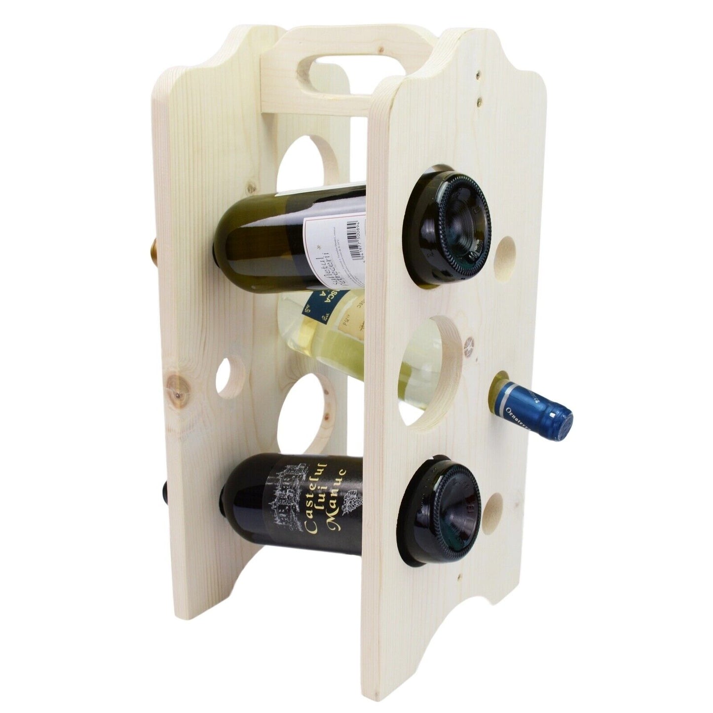 Unique Tilted Freestanding Upcycled Wooden Wine Rack Handmade Natural Wood