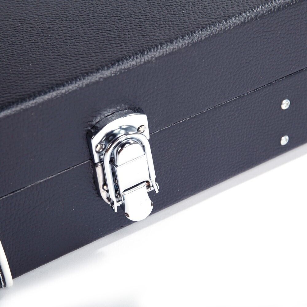 Glarry Microgroove Leather Electric Guitar Hardshell Case Black Square Lockable