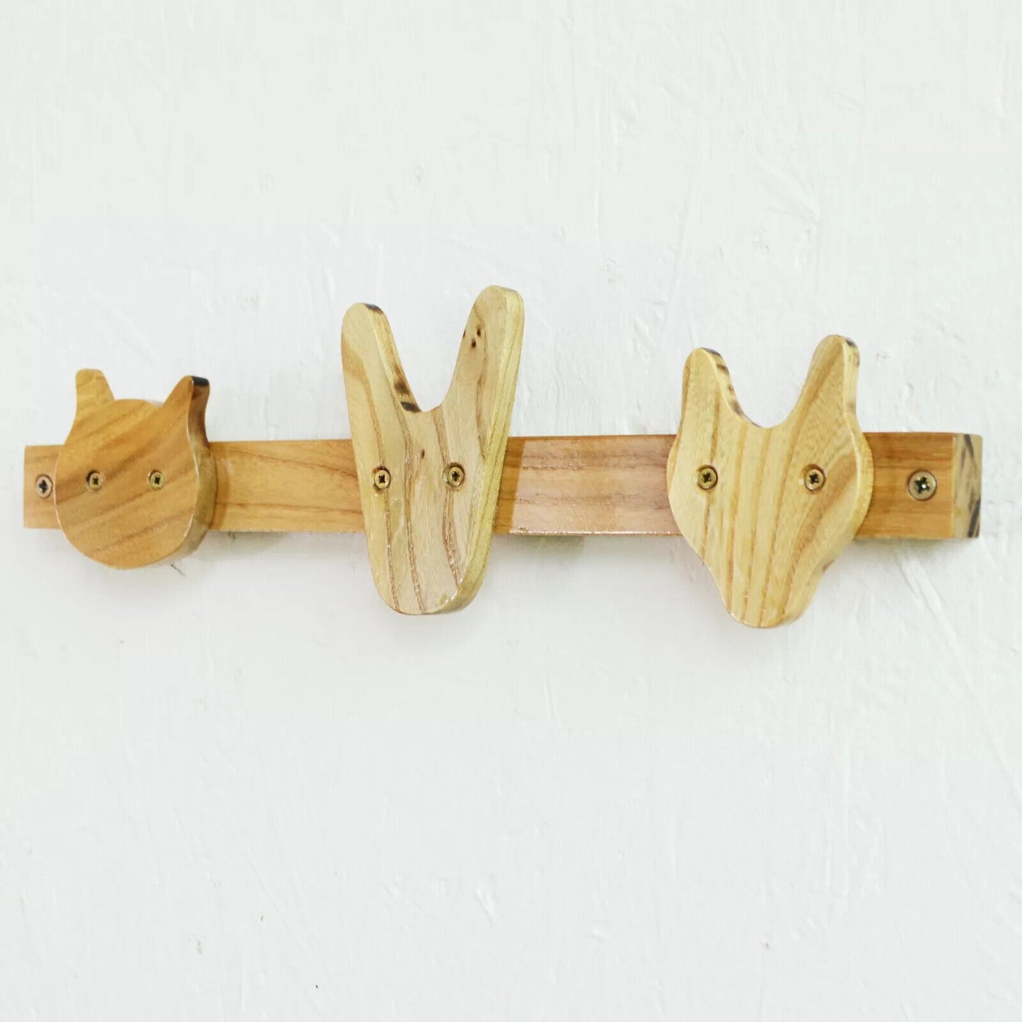 Hook Rail Kids Nursery Room Natural Wood Handmade Coat Hanger Storage Animals